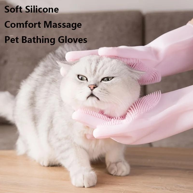 Pet Grooming Cleaning Gloves Dog Cat Bathing Shampoo Glove Scrubber Magic Dishwa