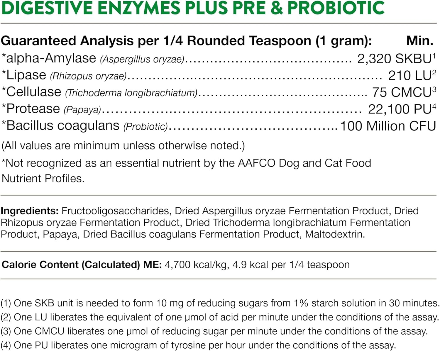 NaturVet DIGESTIVE ENZYMES PROBIOTICS Healthy Digestion for Dogs and Cats 4 oz