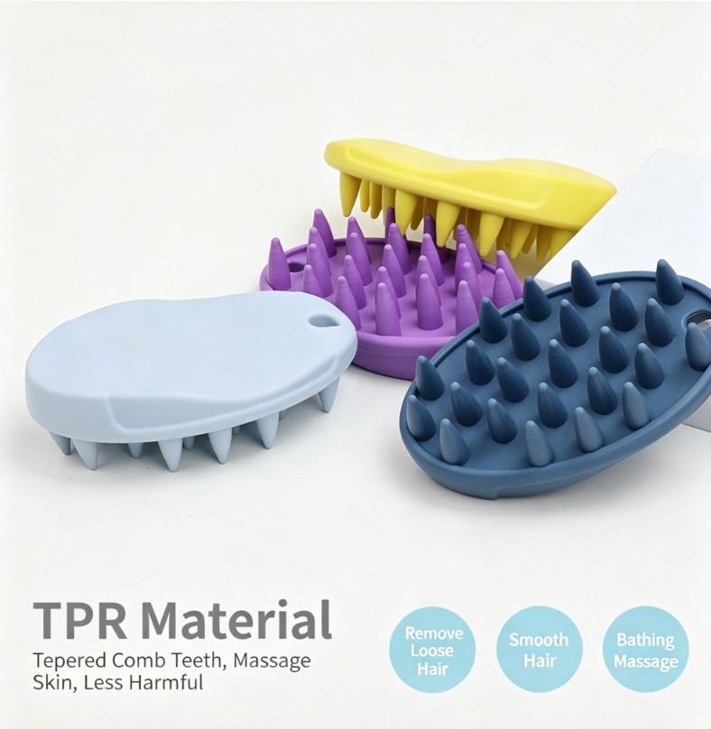 Light Yellow Pet Bath Massage Gloves Brush for Puppy Dog Cat Safety Silicone