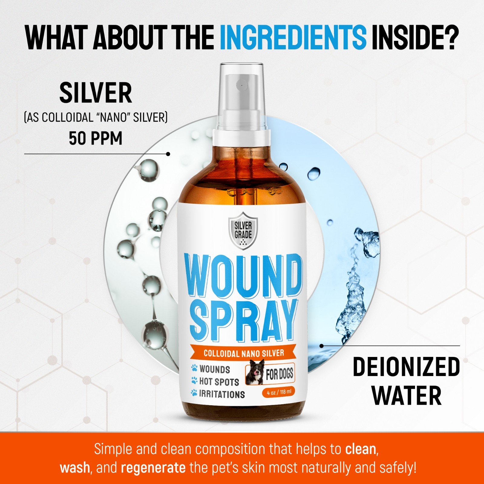Silver Wound Spray for Dogs & Puppies – Skin Care for Hot Spots, Itch & Rashes