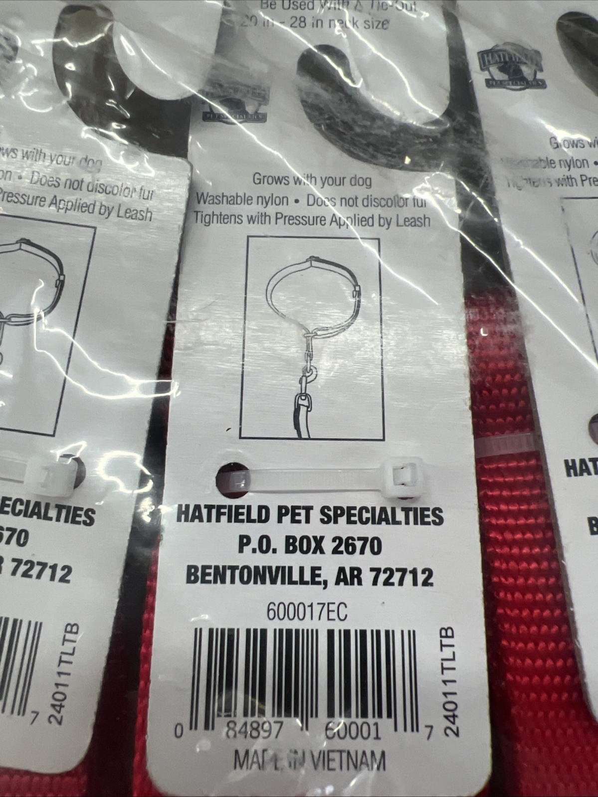 3 Pk Hatfield XL Dog Collar 1-1/2” Slip-Collar Red Safety Collar 20-28” Neck NEW