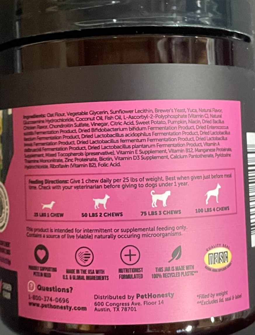 Pet Honesty Multivitamin 10-in-1 Chicken Flavor Supplement for Dog – 90ct PH13