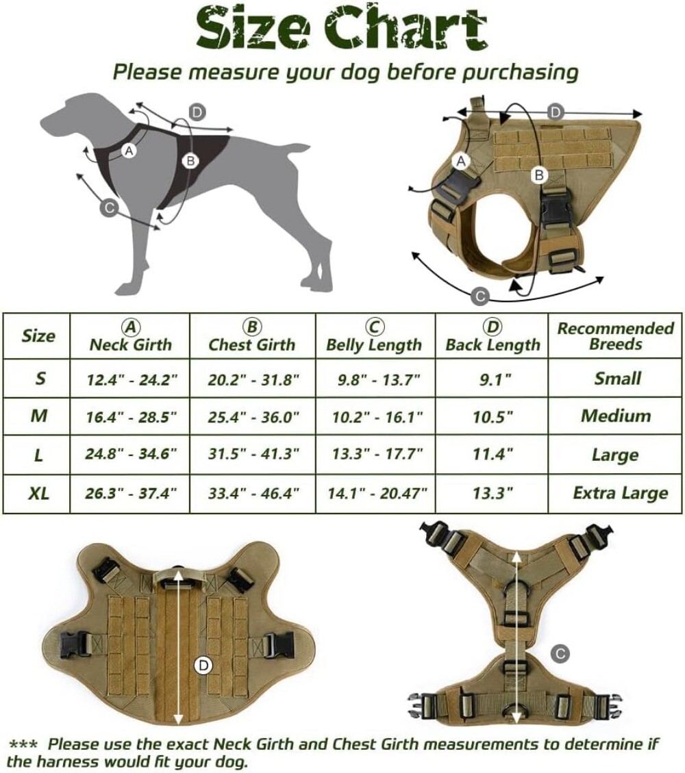 rabbitgoo No-pull Tactical Dog Harness Extra Large Military Training Vest Handle