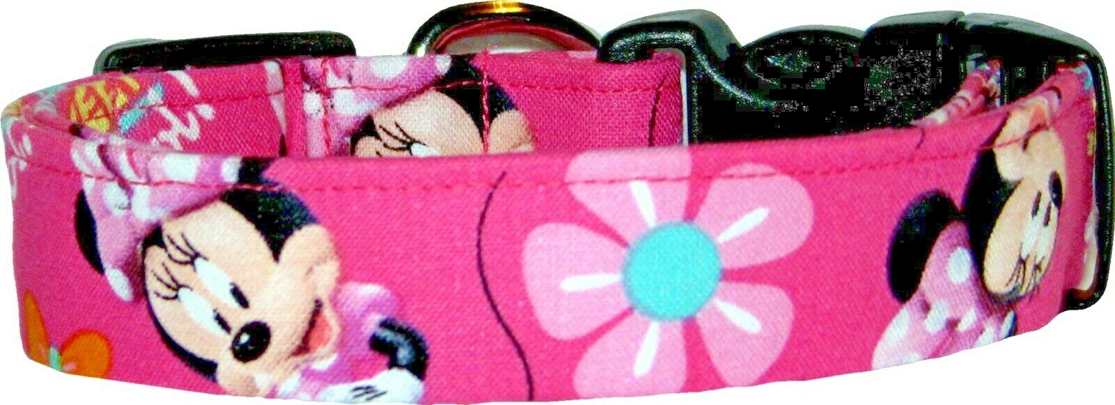Hot Pink Minnie Mouse with Flowers Handmade Dog Collar
