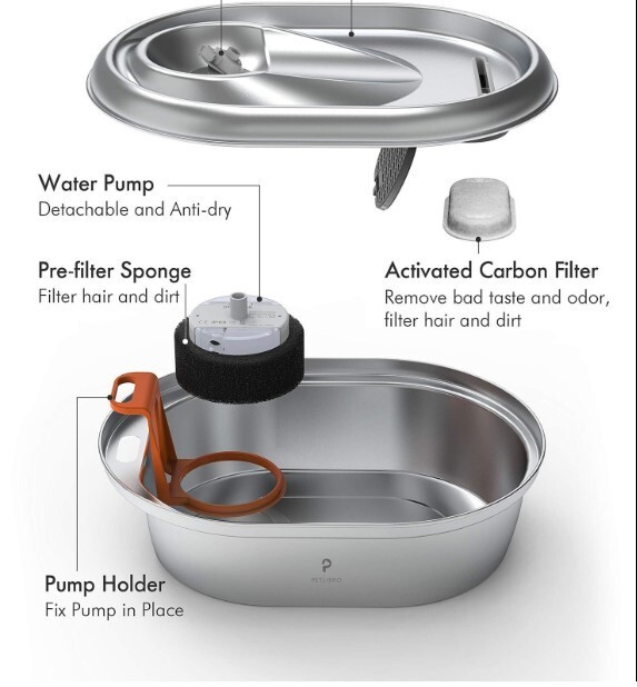 108oz/3.2L Stainless Steel Cat Water Fountain Automatic Dispenser for Pets