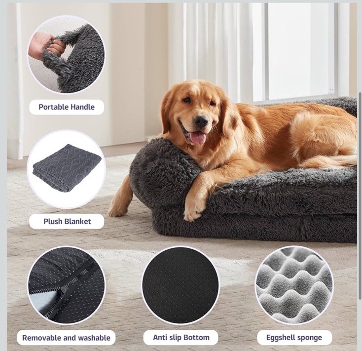 2-In-1 Human Sized Dog Bed Giant Orthopedic Egg Foam Mat 71”x41.4”x12” Washable
