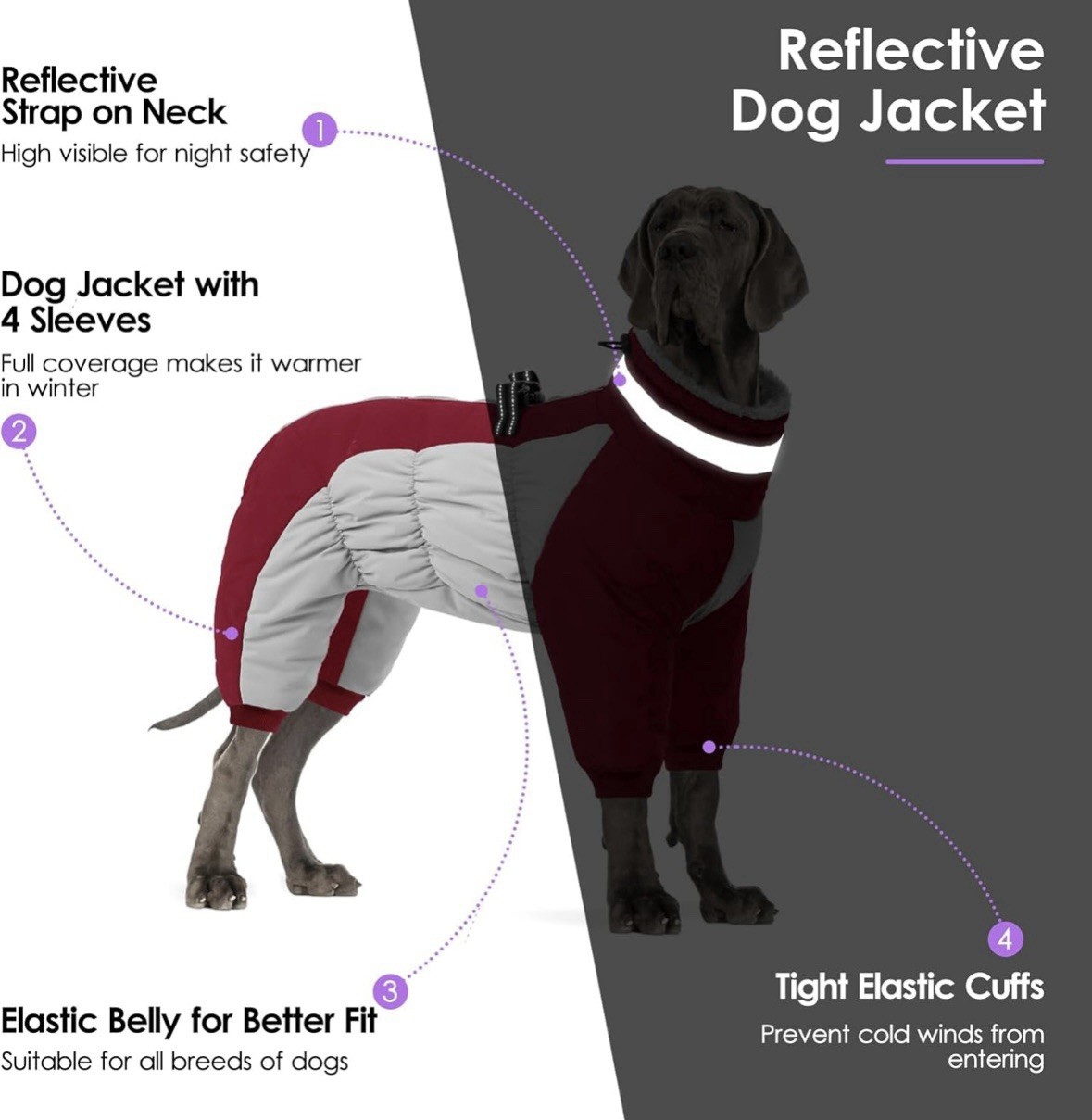 NWT SUNFURA Full Body Warm Fleece Interior Winter Dog Coat Jacket Small Dog Size