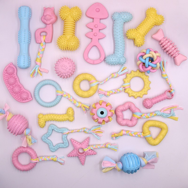Dog Toys For Aggressive Chewers Puppy Chew Teething Treats Tug Toy 3 PAK/33Style