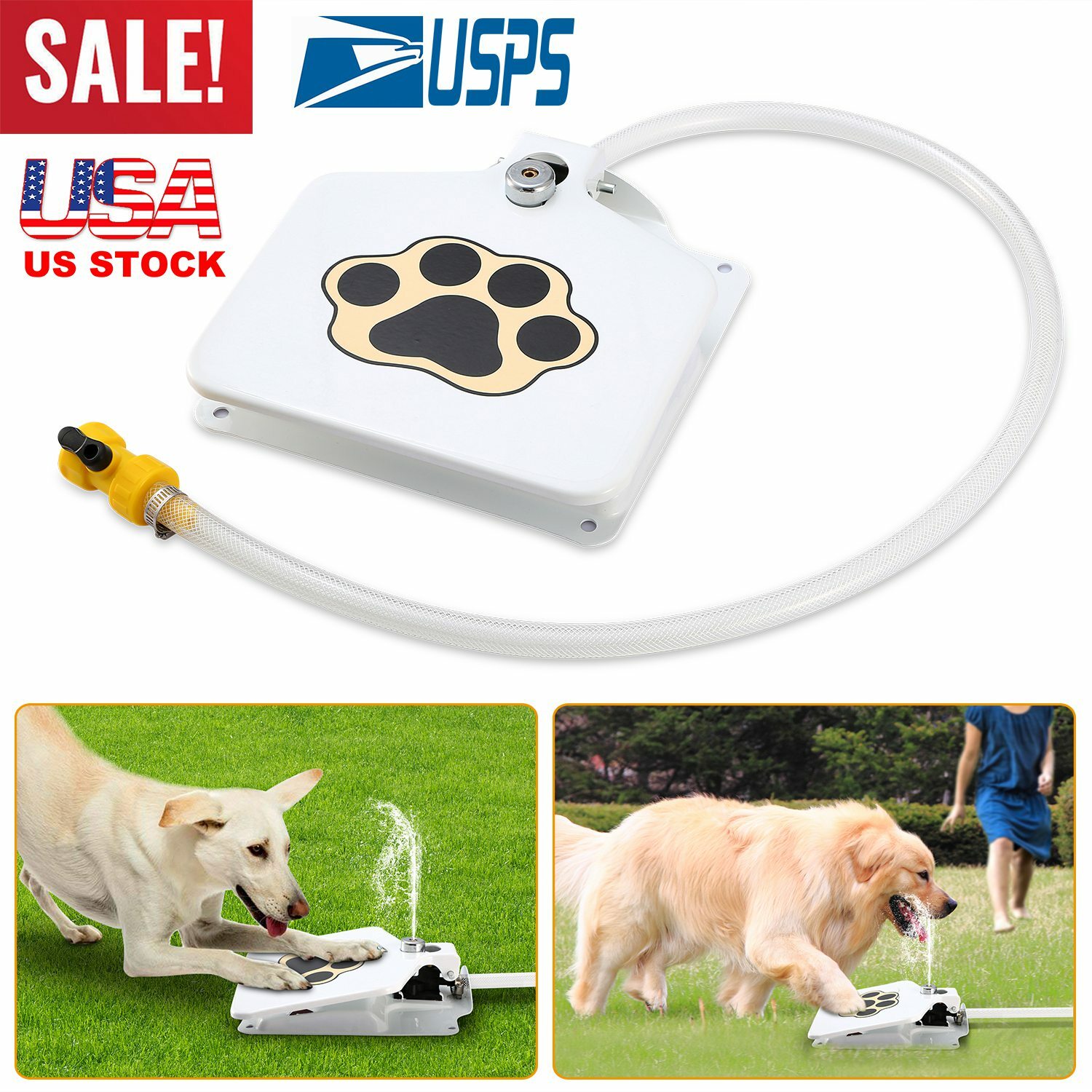 Outdoor Dog Pet Water Fountain Step-on Brass Valve Dispenser System Sprinkler