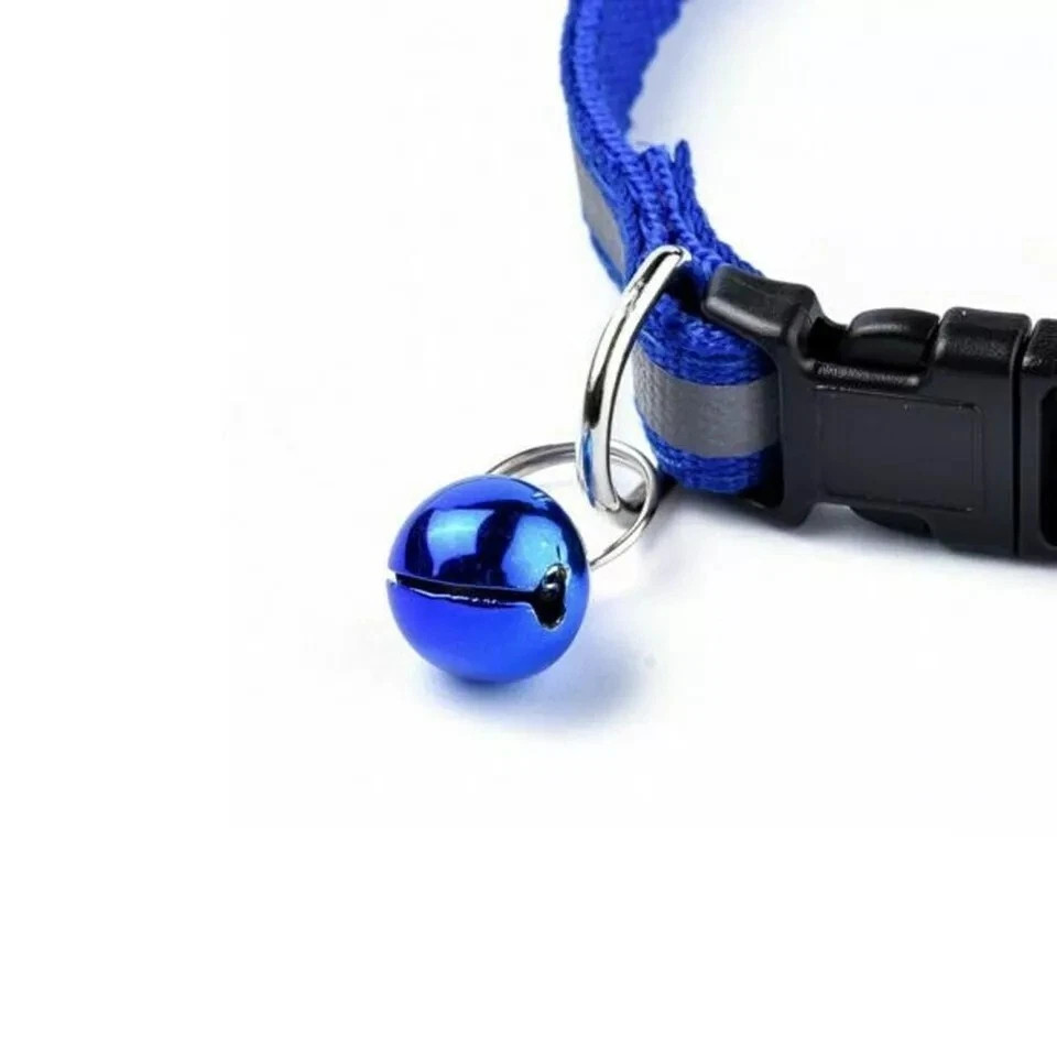 Reflective Dog Collar Pet Cat Puppy Nylon Collar with Bell Neck Adjustable