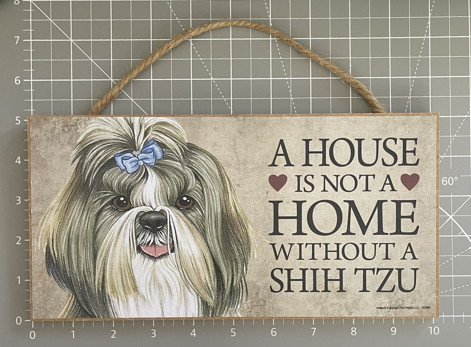 SHIH TZU WOOD PLAQUE SIGN A House Is Not A Home Dog Puppy Pet Bow Heart USA 5×10