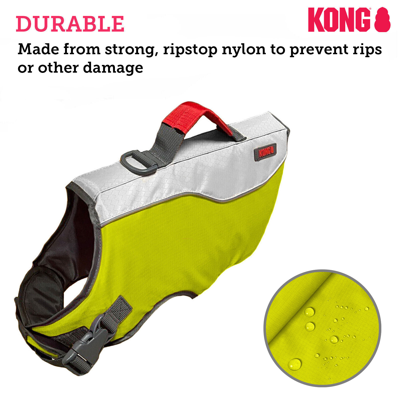 Kong Dog Float Adjustable Preserver Flotation Safety Vest Ripstop Life Jacket