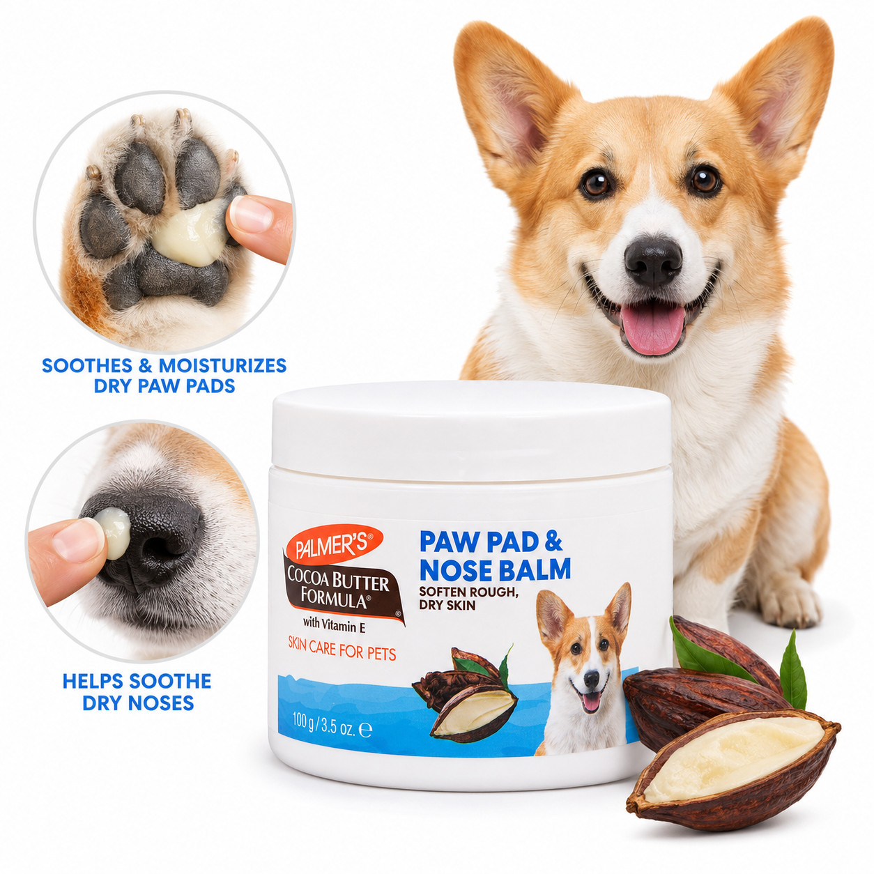 Palmer’s Dog Paw Balm & Nose Moisturizer Cocoa Butter Vitamin E Dry Cracked Paws