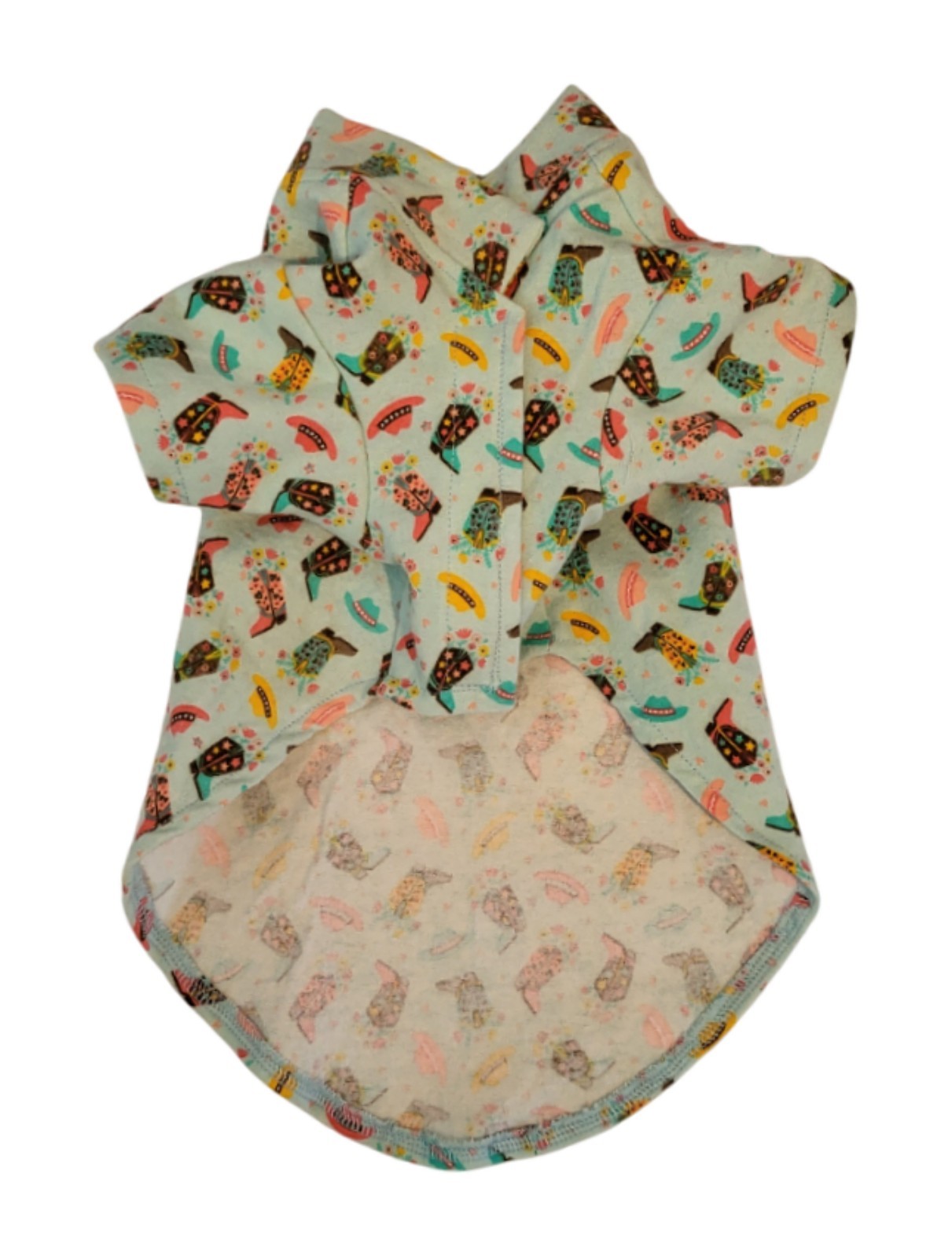 Cowboy Boots & Hats Flannel Night Shirt Dog Teacup Puppy Pet Clothes 4xs – Large