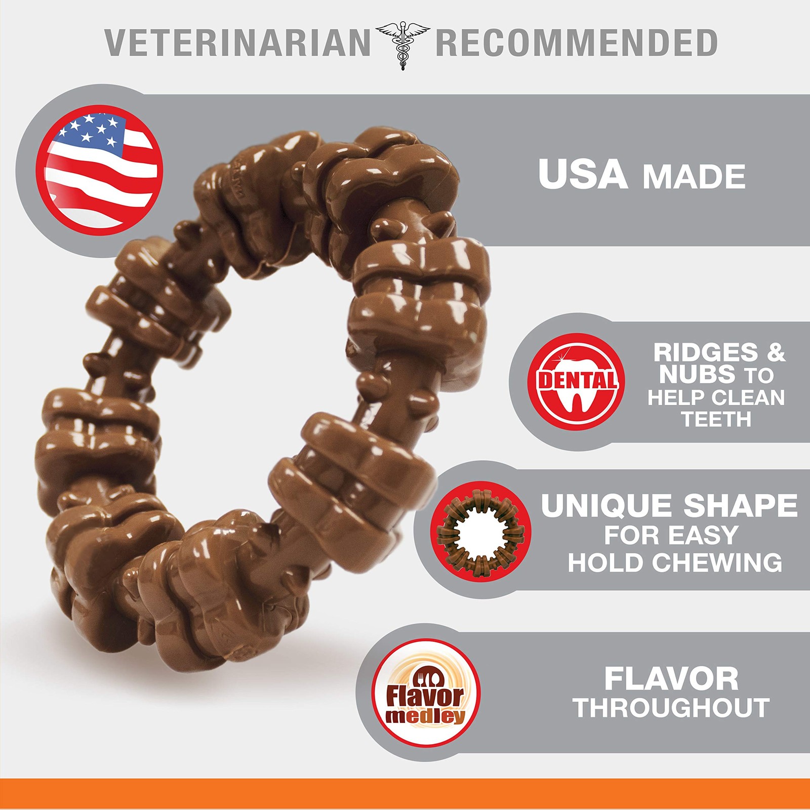 Nylabone Power Chew Small Textured Ring Durable Dog Toy for Aggressive Chewers
