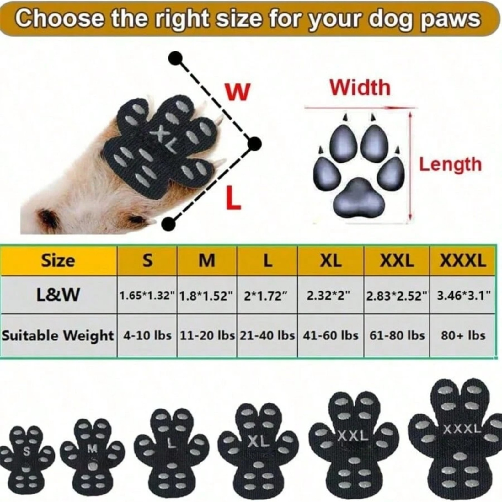 4pcs Waterproof Paw Protectors for Dogs Anti-Slip Traction Pads Dog Paw Stickers