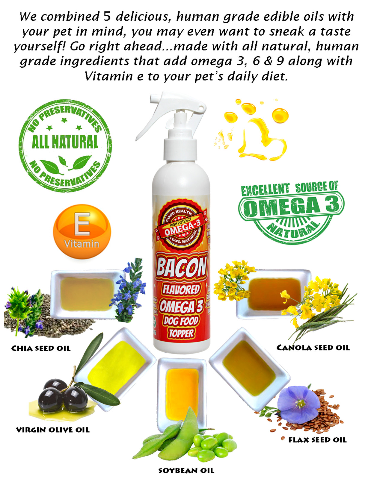 All Natural Dog Food Flavor Enhancer Bacon 8 oz and Beef 8 oz