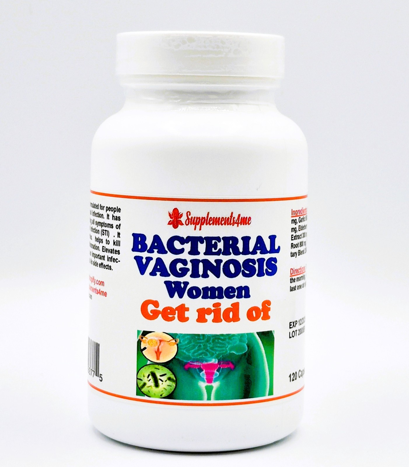 ORGANICS HERBS FOR BACTERIAL VAGINOSIS WOMEN & MEN – 120 CAPS MADE IN USA