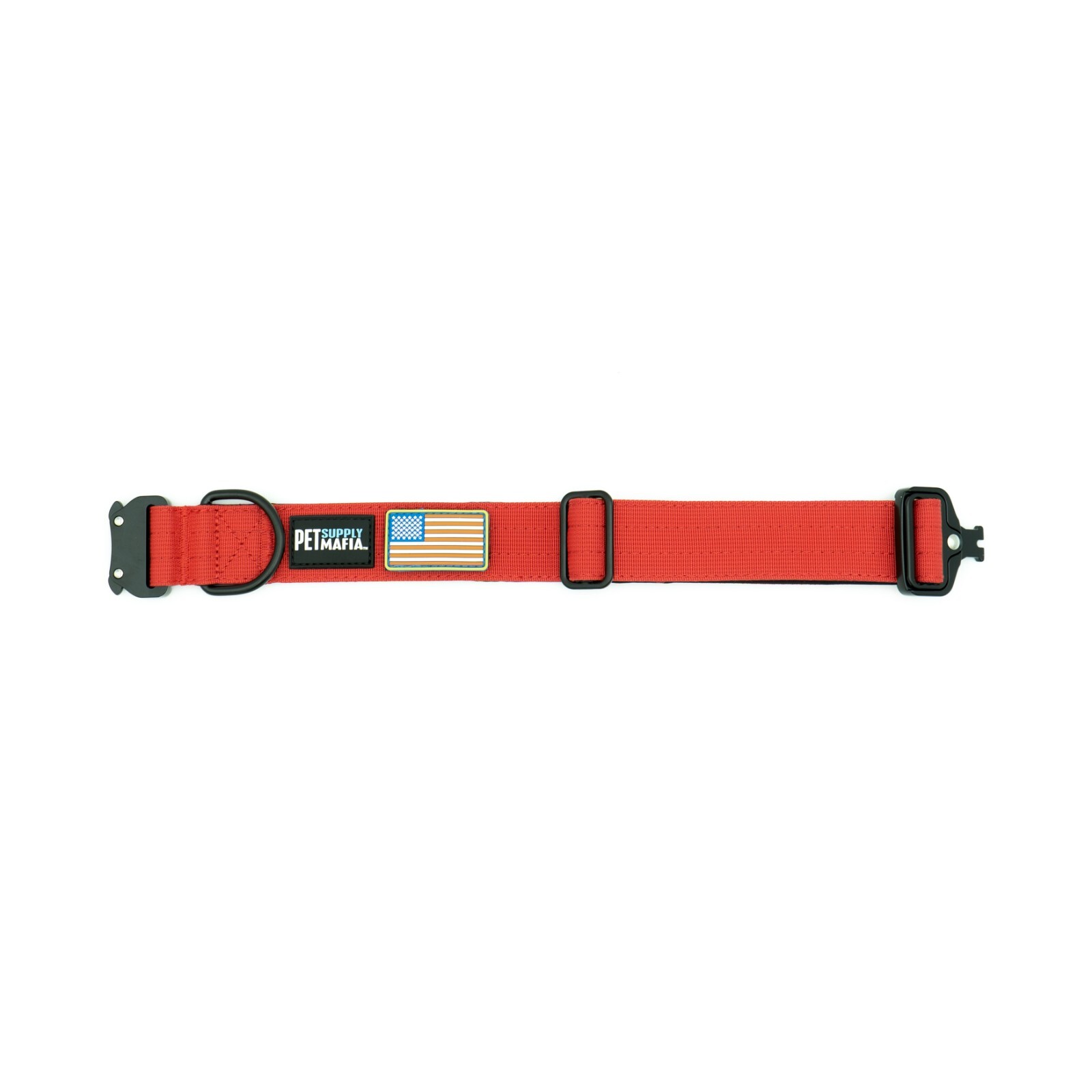 Tactical dog collar – 1.5in wide, Heavy duty with metal buckle USA flag – Blue,