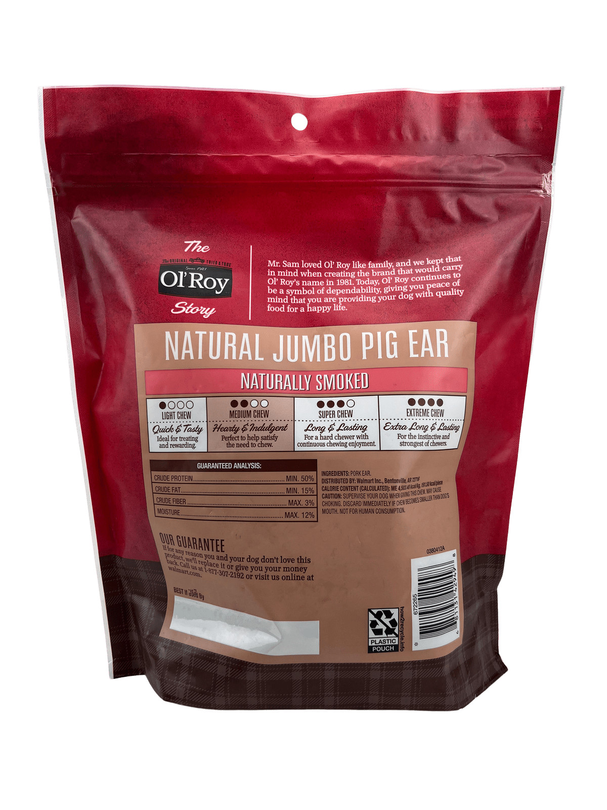 Natural Jumbo Pig Ear Chews for Dogs, 10 Count, 12 oz