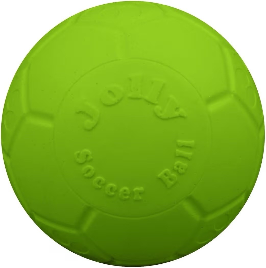 Jolly Pets Large Jolly Soccer Ball Floating-Bouncing Dog Toy 8″ Green Apple