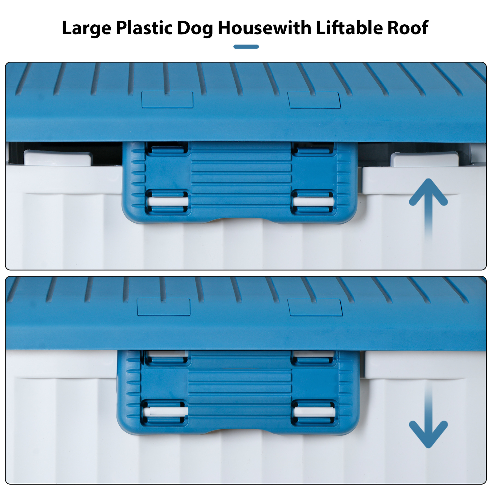 Large Plastic Dog House Indoor Outdoor Dog Kennel Waterproof Puppy Shelter Blue