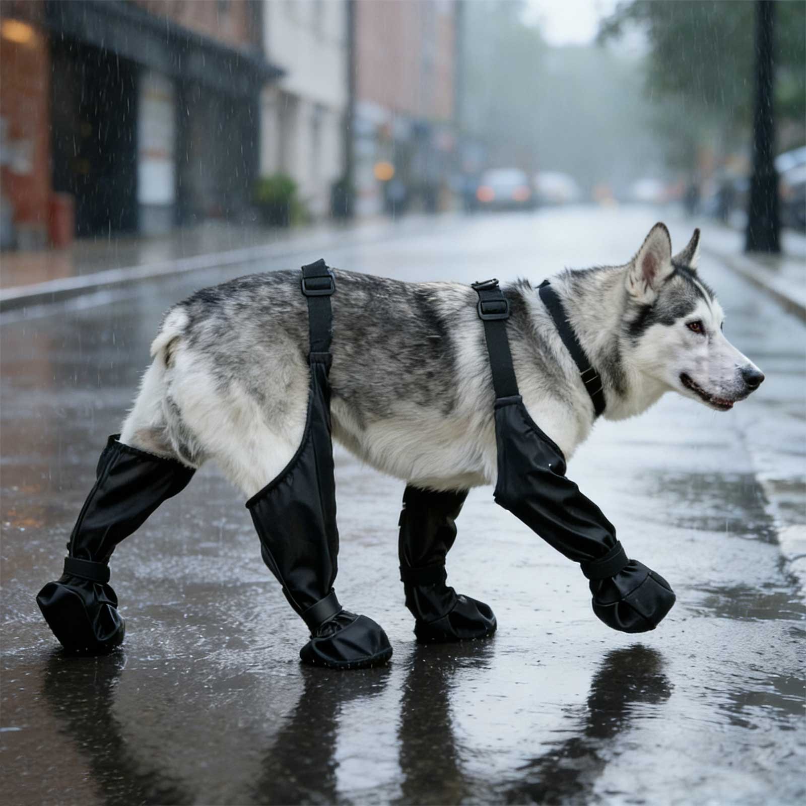 Adjustable Suspender Boots Waterproof Dog Shoes Anti-Slip Pet Paw Protector Rain