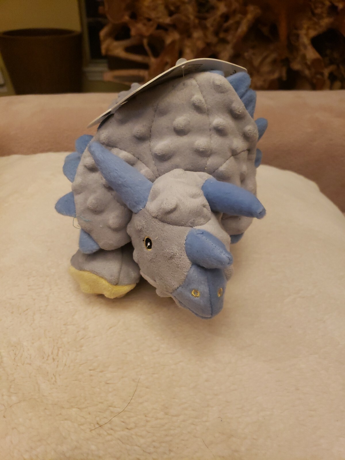 godog Dinos Triceratops with Chew Guard Technology Dog Toy, Grey, Large