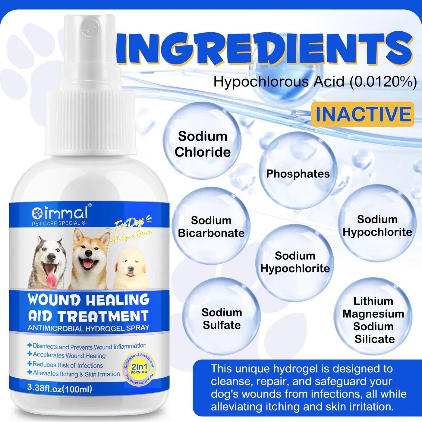 Wound Healing For Dogs Spray Skin Irritation & Itching Lower Infection Risk