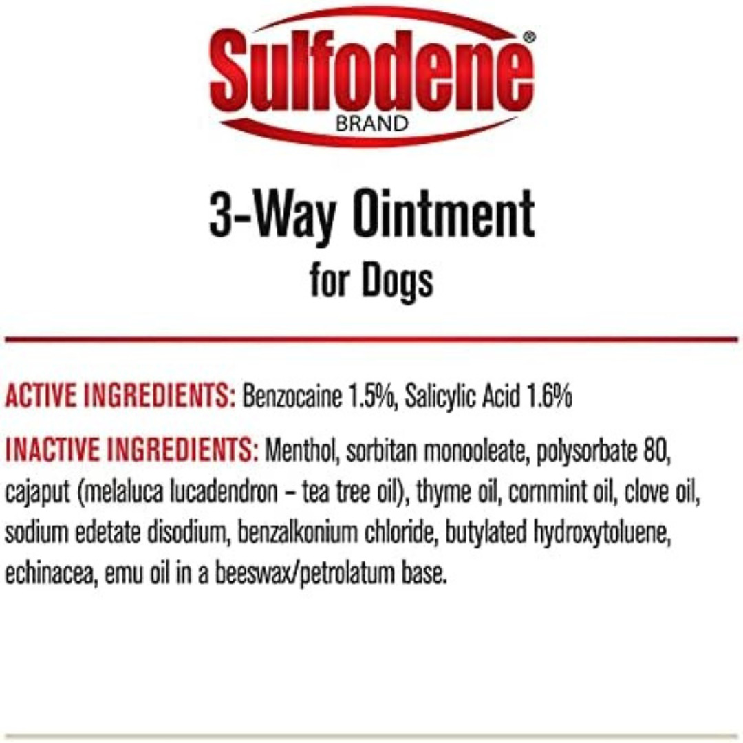 Sulfodene Dog Wound Care 3-W Ointment – Pain Relief & Infection Prevention, 2 oz