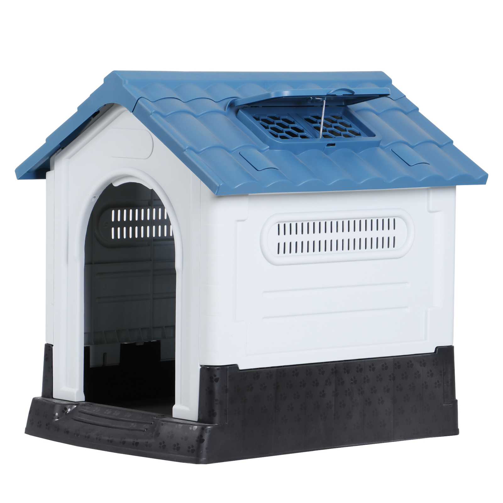Dog House Indoor Outdoor Ventilate Waterproof Pet Plastic W/ Adjustable Skylight
