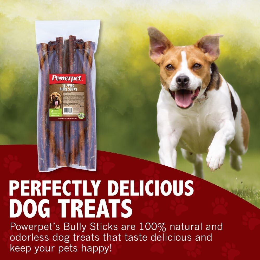 ALL NATURAL Powerpet: Bully Sticks – 12” Standard Bully Sticks- BRC CERTIFIED