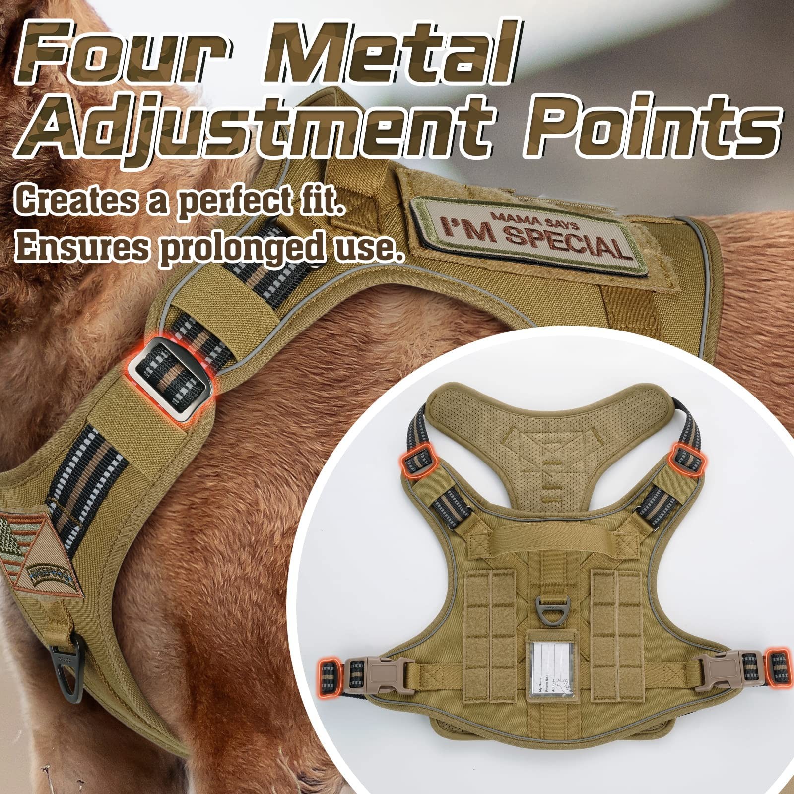 Tactical Dog Harness No Pull Military Adjustable Control Reflective S M L XL