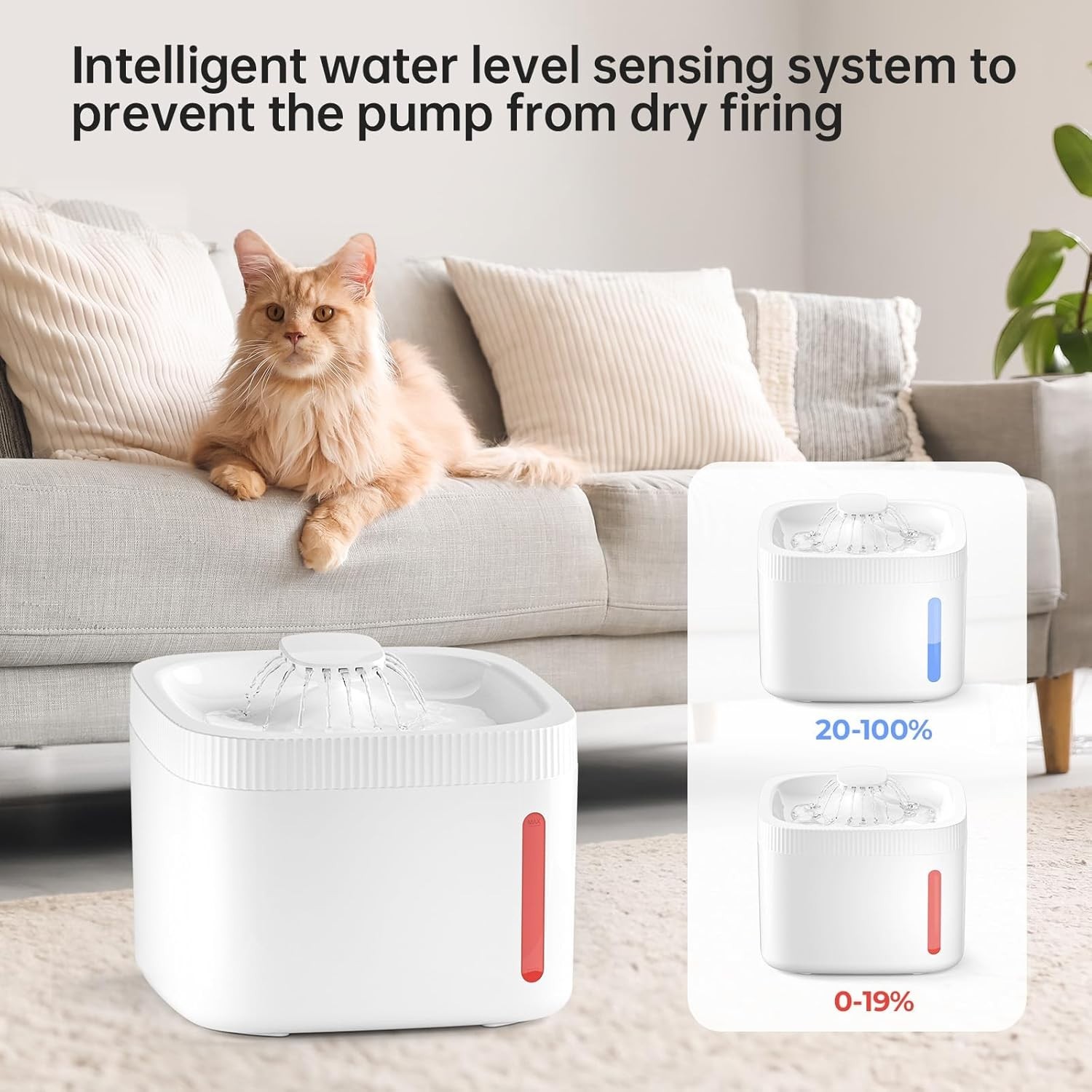 Automatic Cat Water Fountain 3L Large Capacity BPA-Free Plastic LED Indicator