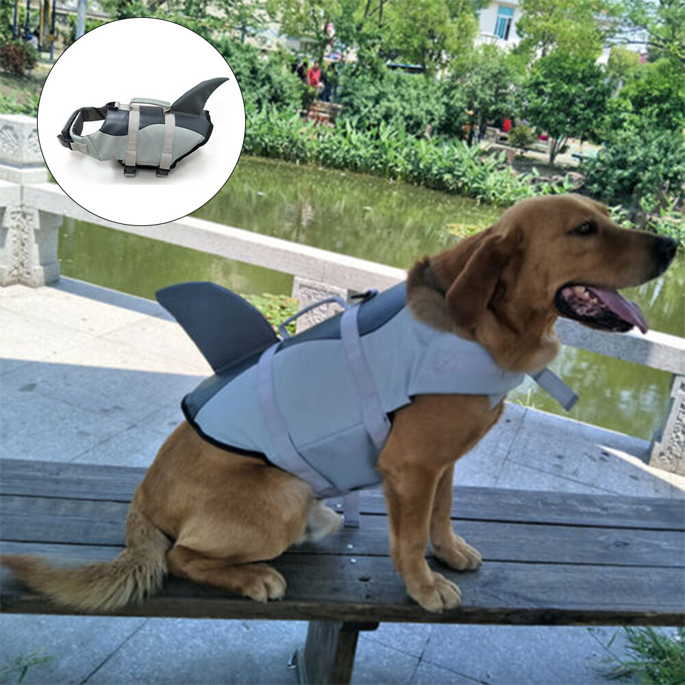 Pet Dog Life Jacket Puppy Swimming Float Safety Vest Adjustable w/ PULL Handle