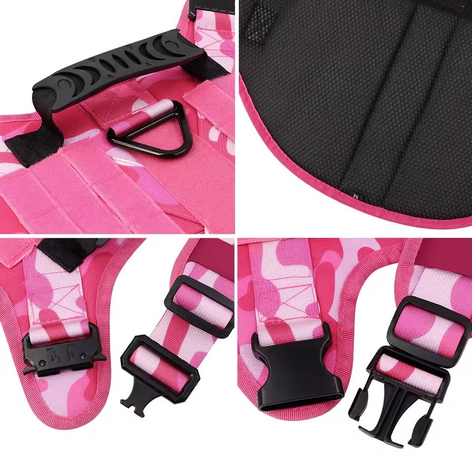 Tactical Dog Harness Set Dog Vest Dog Collar and Dog Leash Set with 12 patches