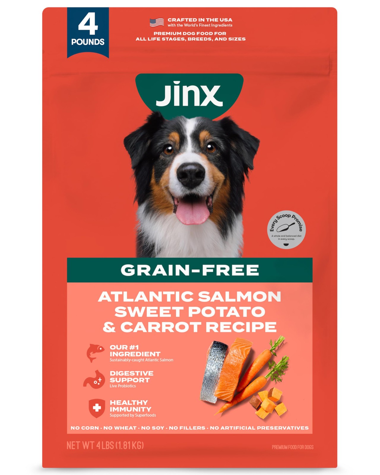 Jinx Premium Grain-Free Dry Dog Food, for All Lifestages 4 Pound (Pack of 1)