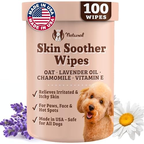 Natural Dog Company Skin Soother Wipes, Hypoallergenic Dog Moisturizer for Dry