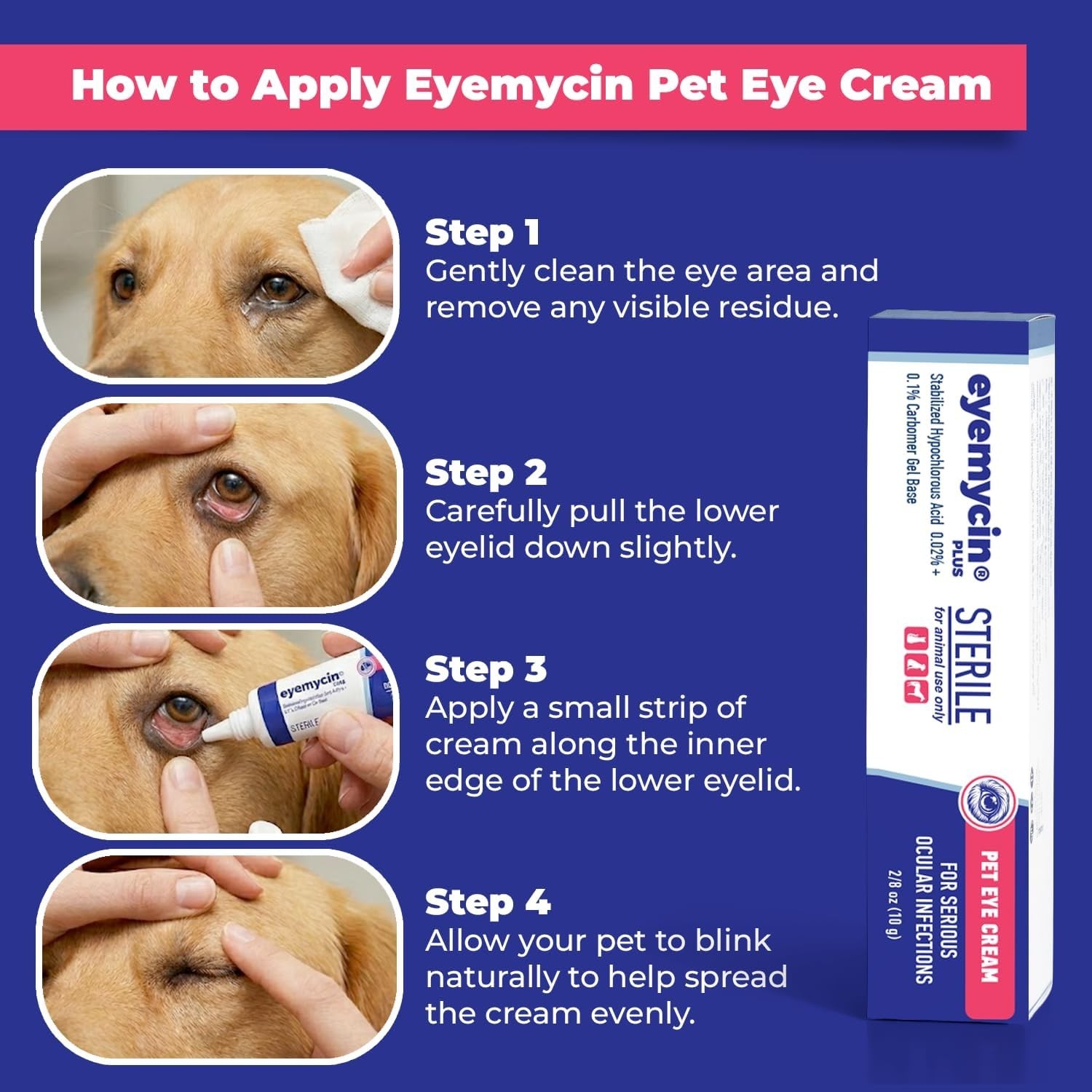 EYEMYCIN Pet Eye Health for Dogs, Cats, Cattle, Sheep, Horses, Birds and Puppies