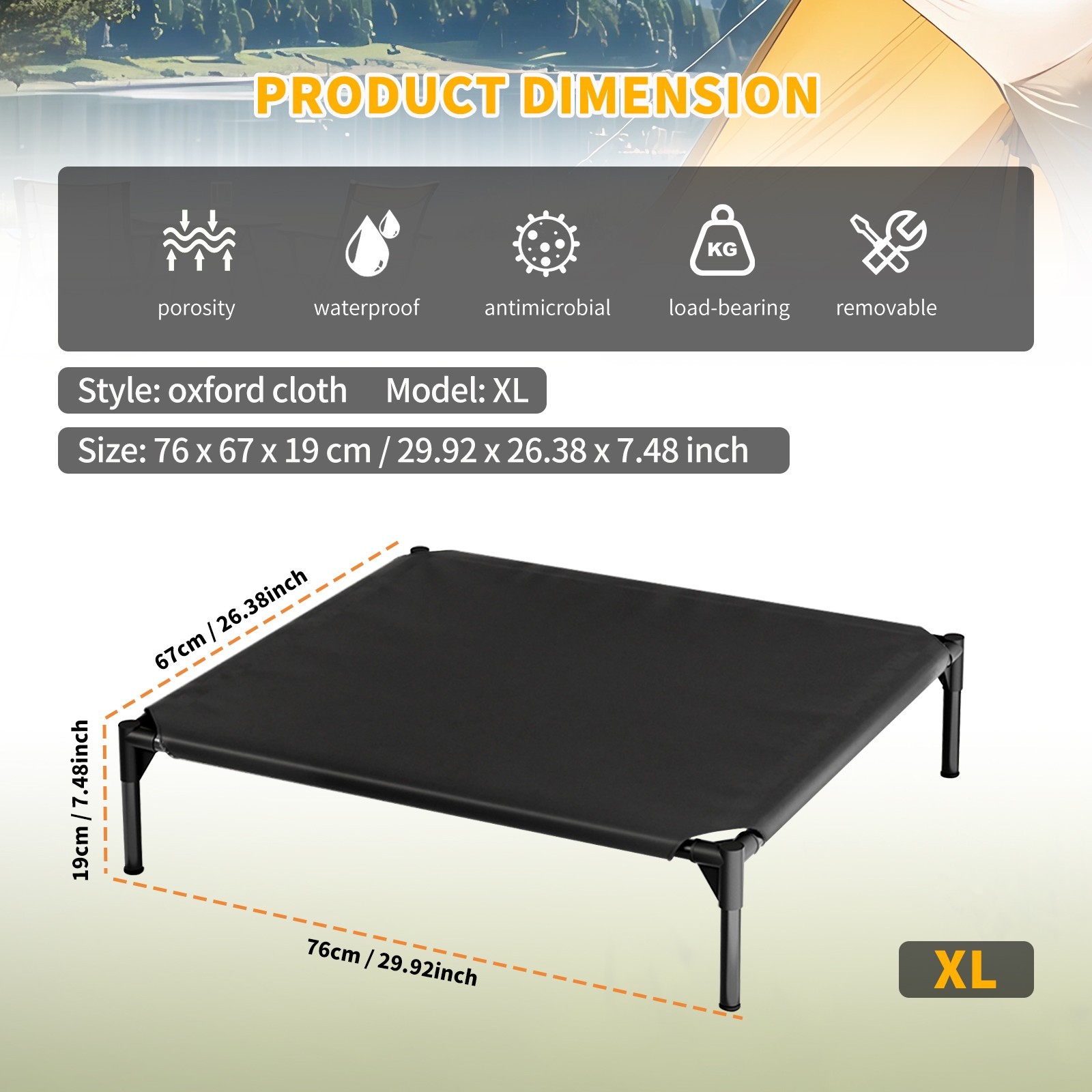 Elevated Dog Bed Pet cot for Large Dog Portable Raised Dog Cot Indoor and Outd
