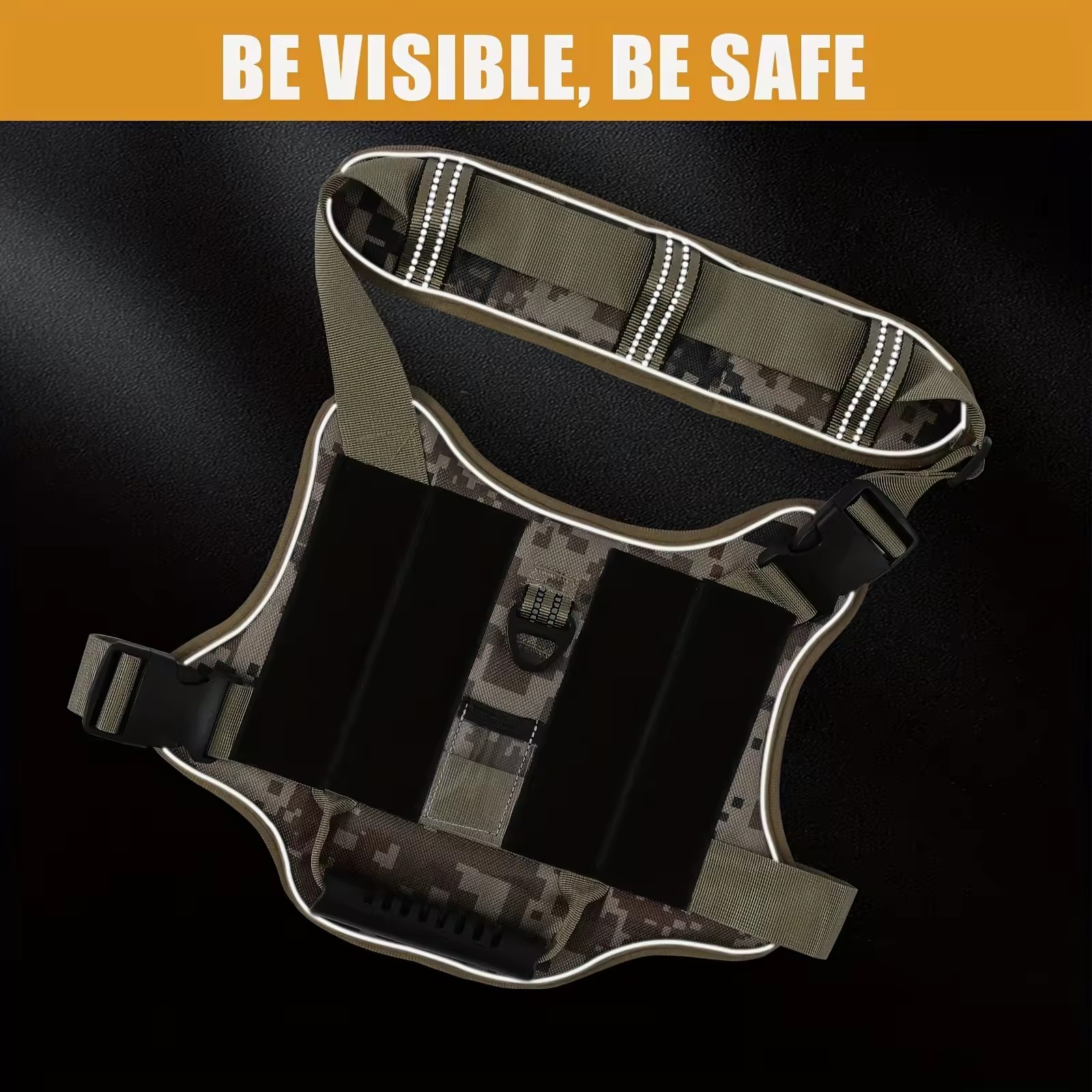 Tactical Service Dog Harness No-Pull Reflective Military Vest With Handle Black