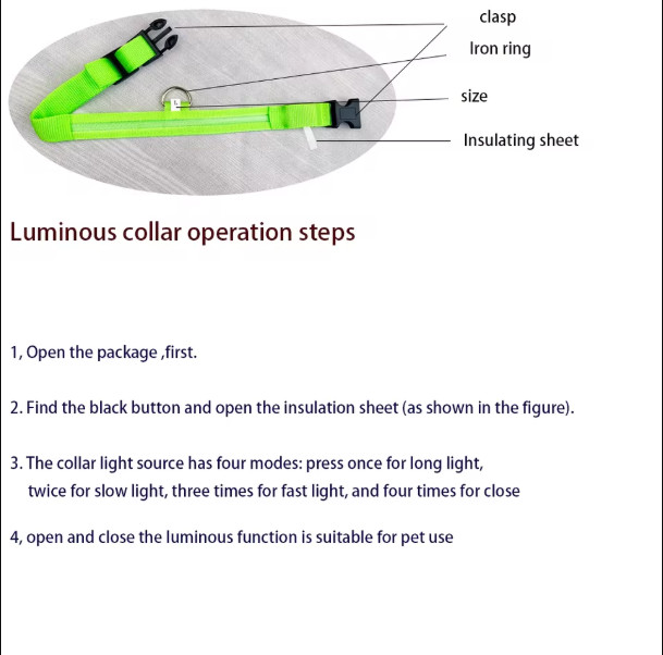 USB Rechargeable Glowing Dog Collar Luminous Flashing Night Safety Light For Pet