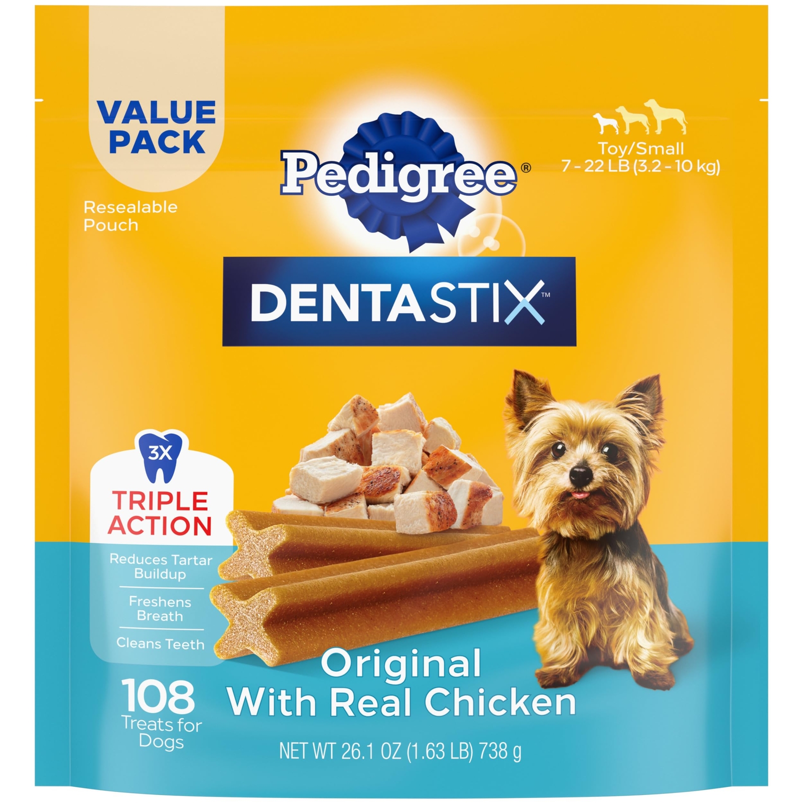 PEDIGREE DENTASTIX Original Flavor Dental Treats for Small Dogs 108 Count