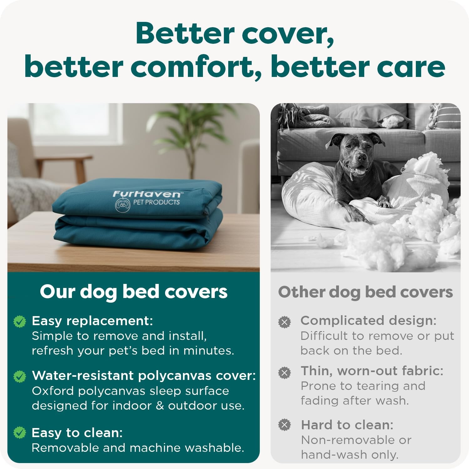 Furhaven Replacement Dog Bed Cover Jumbo (X-Large) (Pack of 1), Deep Lagoon