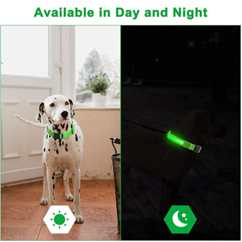 PET LED LIGHT-UP Glow-in-the-dark USB RECHARGEABLE COLLAR Dog Night Safety