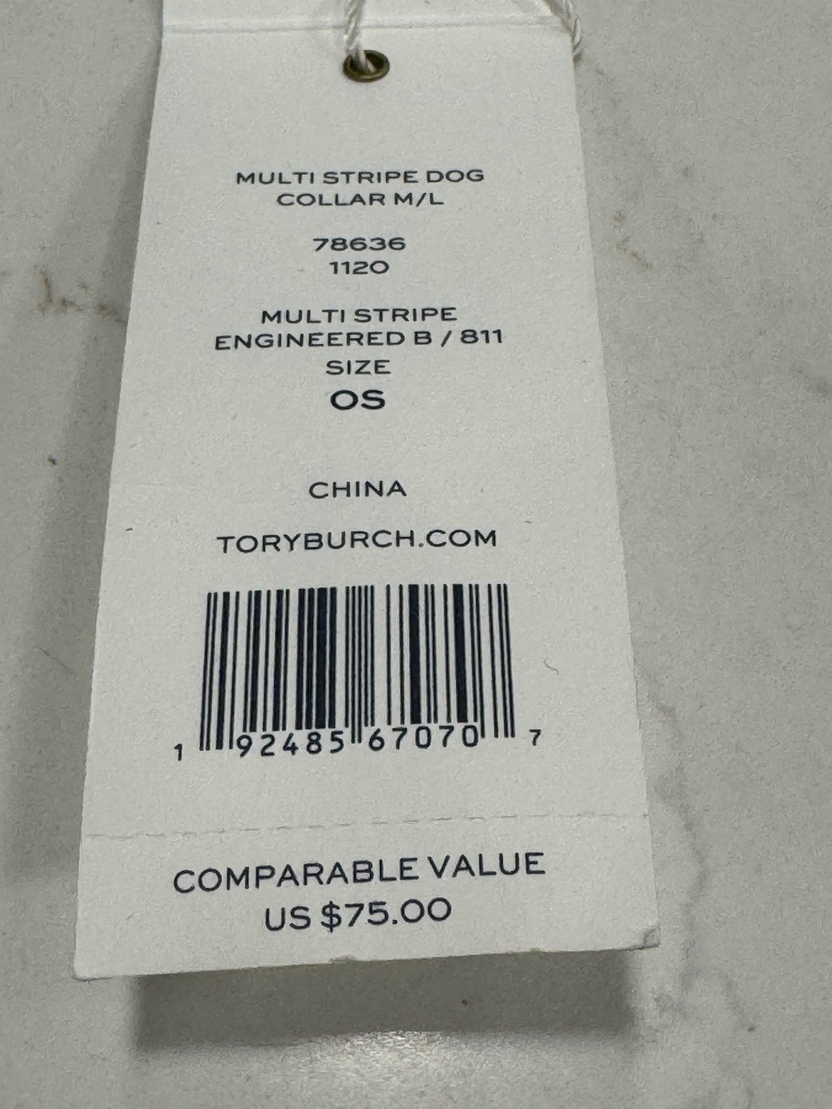Tory Burch Multi Striped Dog Collar M/L