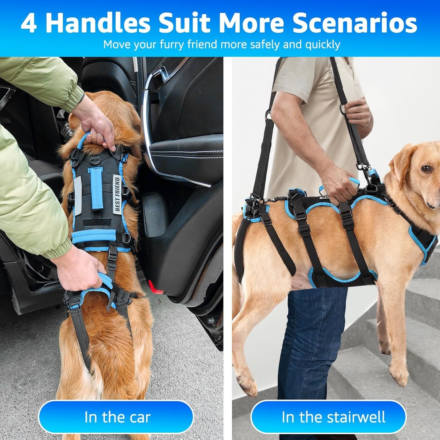 Lafoty Dog Lift Harness for X-LARGE Dogs 2-in-1 Help Em Up Harness SupportAid