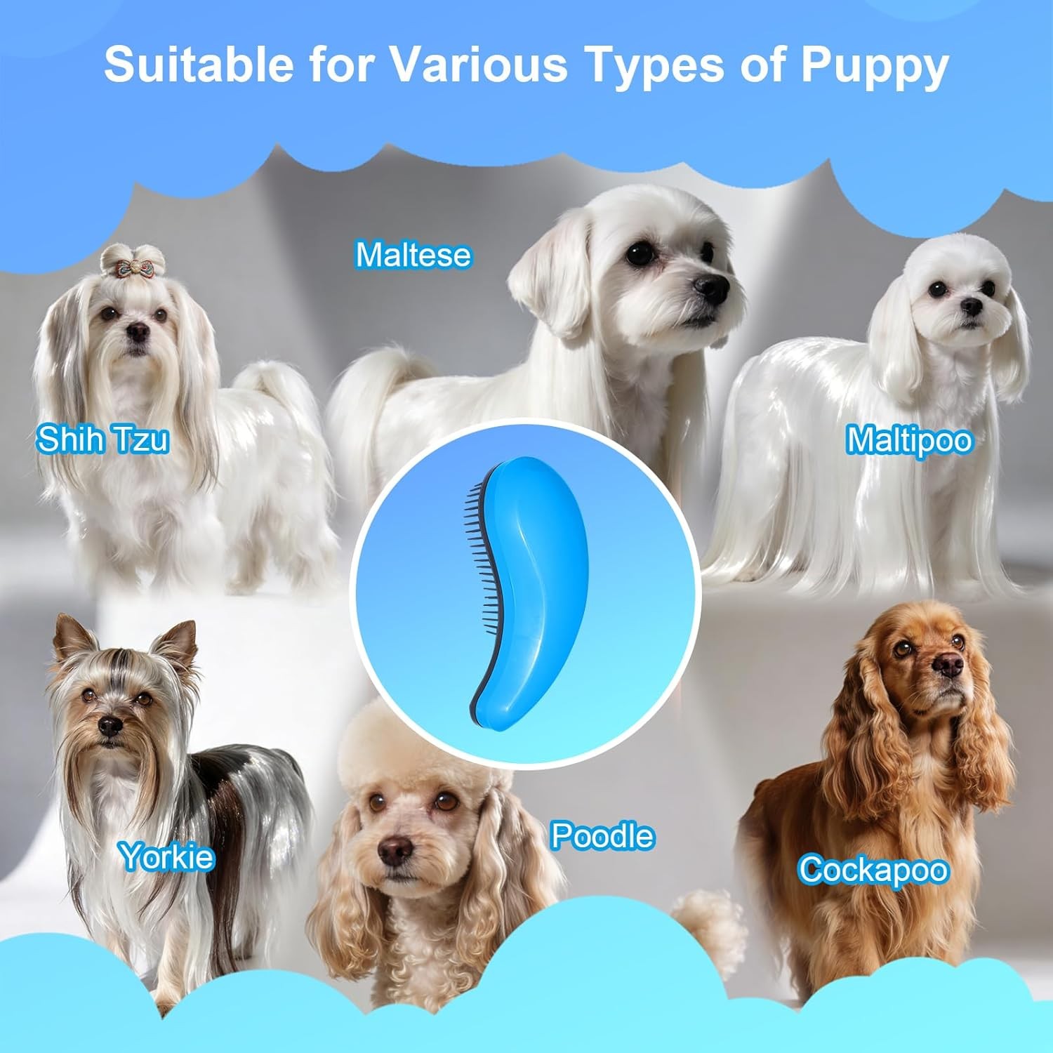 Small Dog Brush- Grooming Tool for Teddy, Yorkies, Maltese, Shih Tzu, Chihuahua