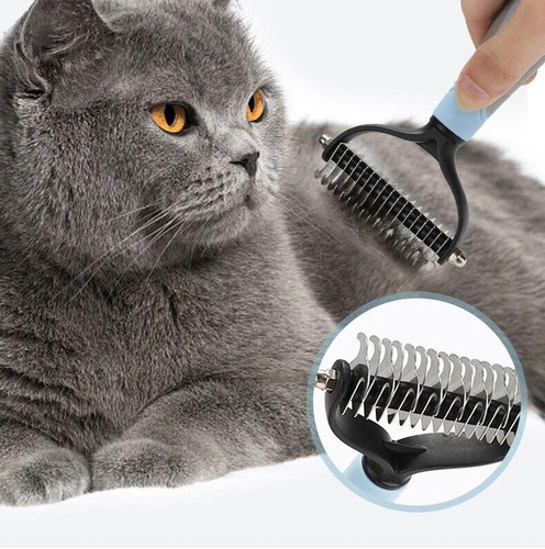 Professional 2-Sided Pet Grooming Brush & Undercoat Rake – Dog & Cat Deshedding