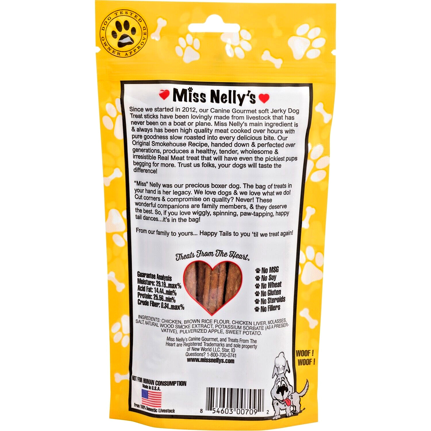 Miss Nelly’s USA Made and Sourced Jerky Dog Treats – 16oz. Bag – Chicken Sticks